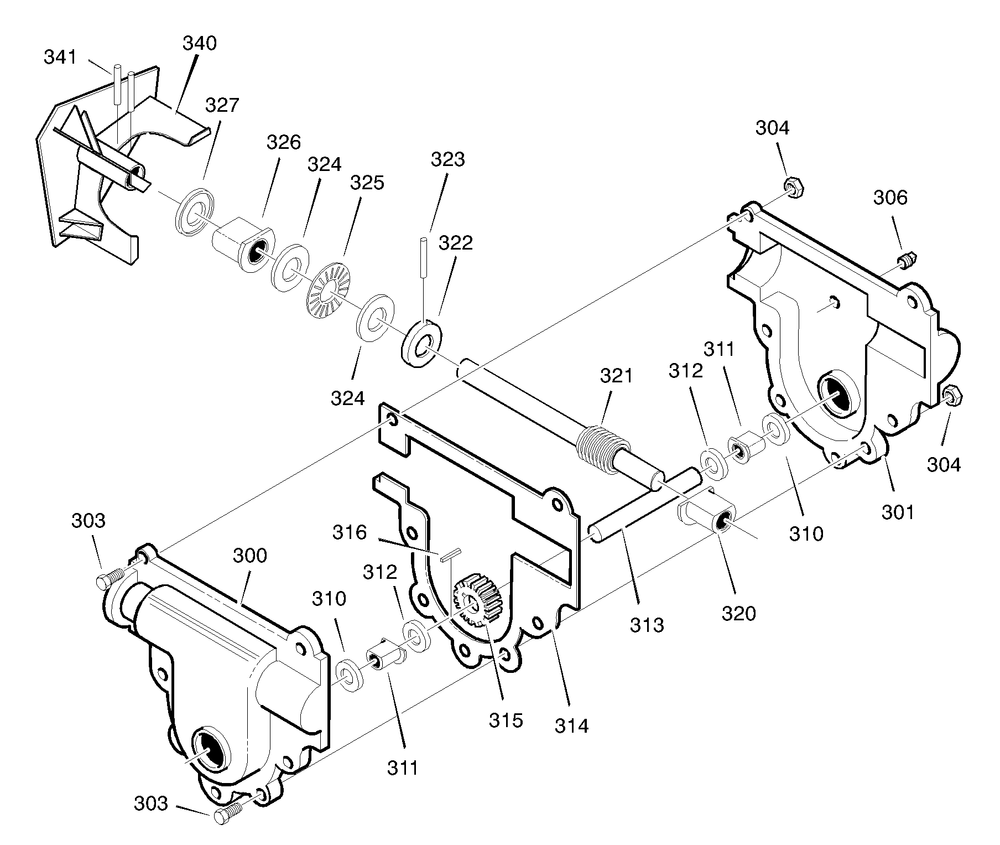 Gear Case Diagram and Parts List for 624505X4D 2003 Briggs and Stratton Snow Blower